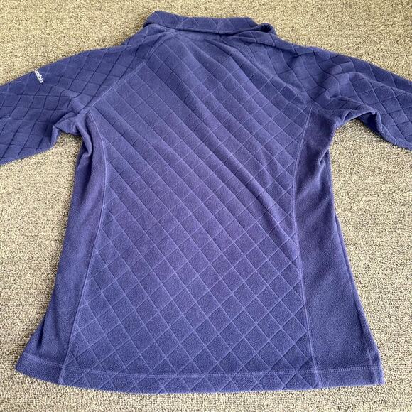 Columbia Quilted Fleece Top Women’s Medium Blue Long Sleeve Quarter Zip Pullover - Picture 2 of 8